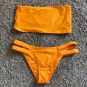 F21 || Orange Bandeau Strappy Bikini